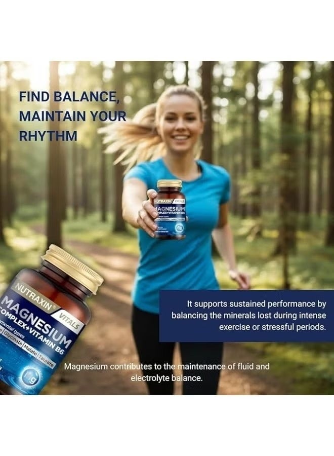 Nutraxin Magnesium Complex – Citrate, Glycinate, Malate, Taurate Blend – 60 Tablets - Image 2